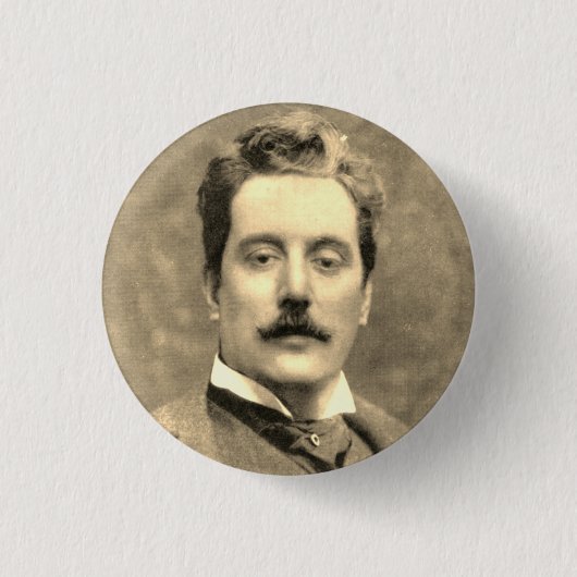 Portrait und Unterschrift von Giacomo Puccini Button (Vorderseite)