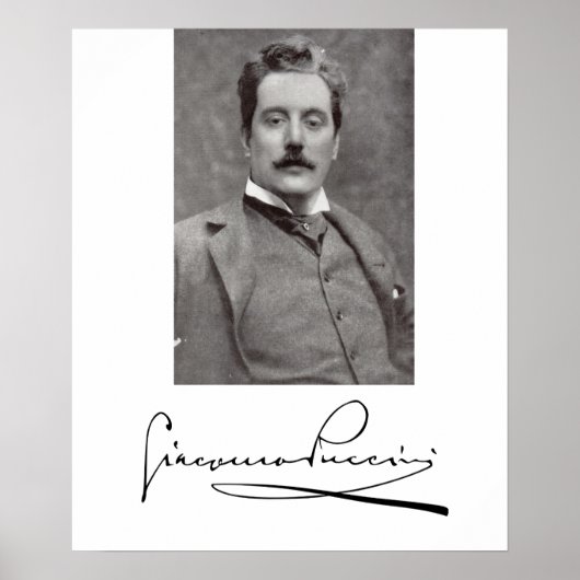 Portrait und Unterschrift von Giacomo Puccini Poster (Vorne)