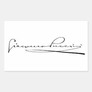 Portrait und Unterschrift von Giacomo Puccini Rechteckiger Aufkleber