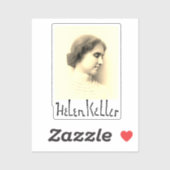 Portrait und Unterschrift von Hellen Keller Aufkleber (Blatt)