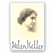 Portrait und Unterschrift von Hellen Keller Aufkleber (Vorderseite)