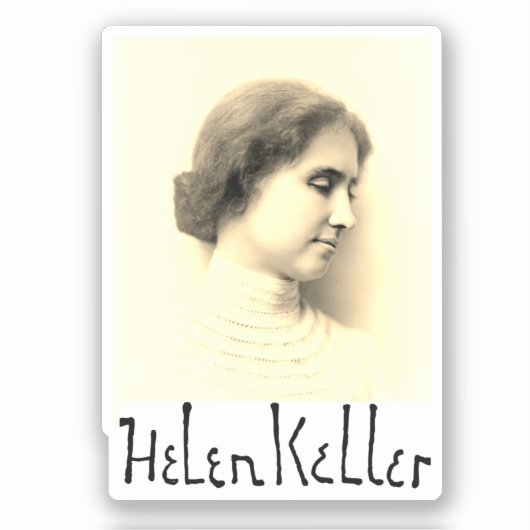 Portrait und Unterschrift von Hellen Keller Aufkleber (Vorderseite)