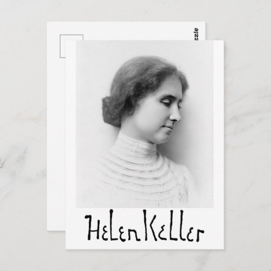 Portrait und Unterschrift von Hellen Keller Postkarte (Vorne/Hinten)