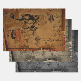 Portrait Vintager Japanerinnen Geschenkpapier Set