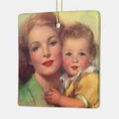 Portrait Vintager Mutter- und Kinderfamilie Keramikornament (Links)