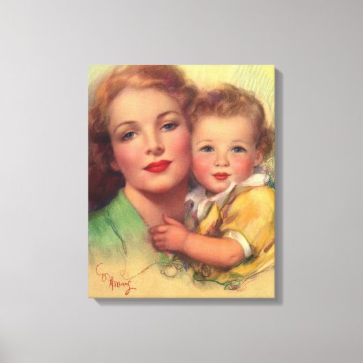 Portrait Vintager Mutter- und Kinderfamilie Leinwanddruck (Vorderseite)