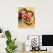 Portrait Vintager Mutter- und Kinderfamilie Poster (Heimbüro)