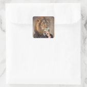 Portrait von A Lion Quadratischer Aufkleber (Tasche)