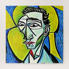 Portrait von abstrakt Yellow and Blue Art Man Puzzle
