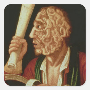 Portrait von Adam (Öl) Quadratischer Aufkleber