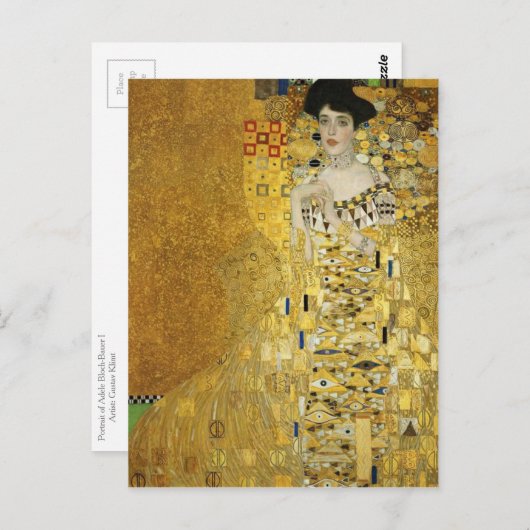 Portrait von Adele Bloch-Bauer I Klimt Postkarte (Vorne/Hinten)