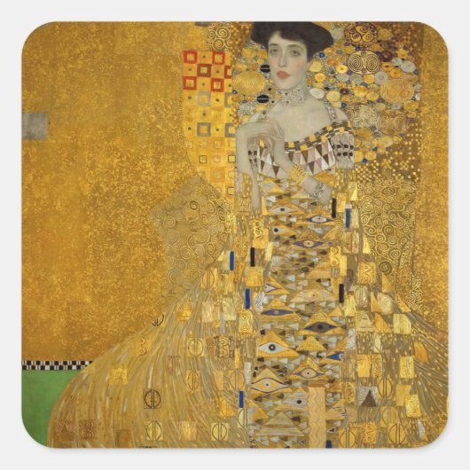 Portrait von Adele Bloch-Bauer I von Gustav Klimt Quadratischer Aufkleber (Vorderseite)