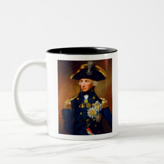 Portrait von Admiral Horatio Nelson Zweifarbige Tasse (Links)