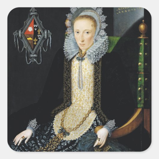 Portrait von Adriana van Nesse, 1611 Quadratischer Aufkleber (Vorderseite)