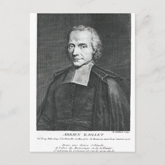 Portrait von Adrien Baillet Postkarte (Vorderseite)
