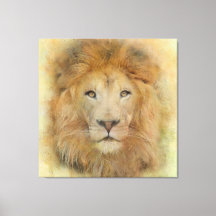 Portrait von African Lion Wildlife Watercolor