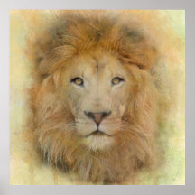 Portrait von African Lion Wildlife Watercolor