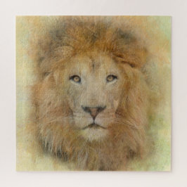 Portrait von African Lion Wildlife Watercolor Puzzle
