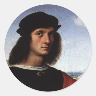 Portrait von Agnolo Doni von Raphael Sanzio Runder Aufkleber