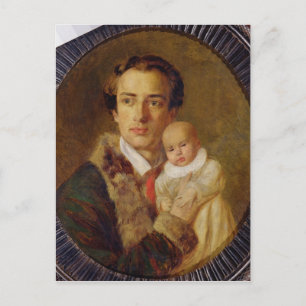 Portrait von Alexander Herzen mit seinem Sohn, 184 Postkarte