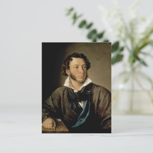Portrait von Alexander Puschkin Postkarte (Stehend Vorderseite)