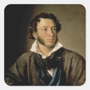 Portrait von Alexander Puschkin Quadratischer Aufkleber
