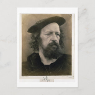 Portrait von Alfred, Lord Tennyson (1809-92) (b/w  Postkarte