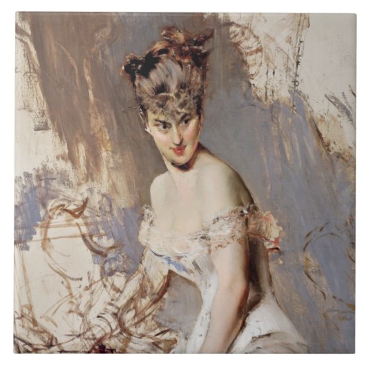 Portrait von Alice Regnault (weibliche Schönheit) Fliese (Vorderseite)