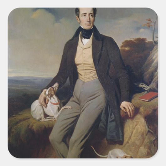 Portrait von Alphonse de Lamartine 1830 Quadratischer Aufkleber (Vorderseite)