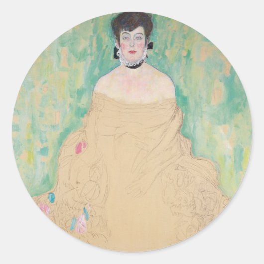 Portrait von Amalie Zuckerkandl von Gustav Klimt Runder Aufkleber (Vorderseite)