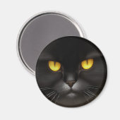 Portrait von Angry Fluffy Black Persian Cat Face Magnet (Vorderseite/Rückseite)