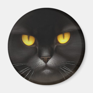 Portrait von Angry Fluffy Black Persian Cat Face Magnet