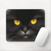 Portrait von Angry Fluffy Black Persian Cat Face Mousepad (Mit Mouse)