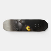 Portrait von Angry Fluffy Black Persian Cat Face Skateboard (Horizontal)