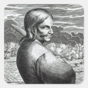 Portrait von Bartholomeus de Portugees Quadratischer Aufkleber