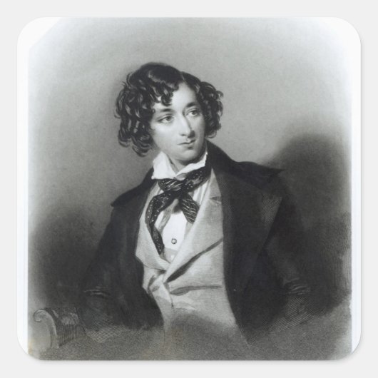 Portrait von Benjamin Disraeli Esquire M.P. Quadratischer Aufkleber (Vorderseite)