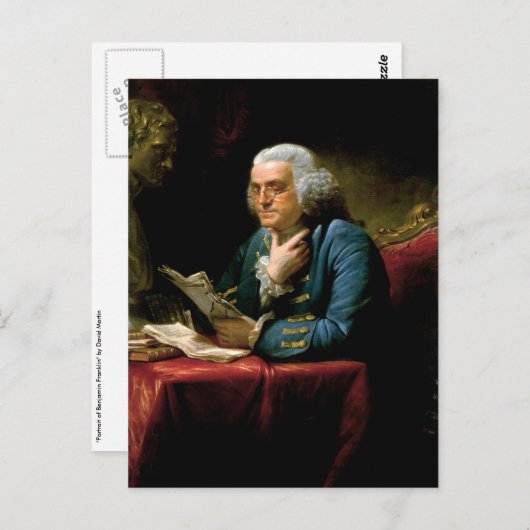 Portrait von Benjamin Franklin Postkarte (Vorne/Hinten)