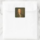 Portrait von Benjamin Franklin Quadratischer Aufkleber (Tasche)