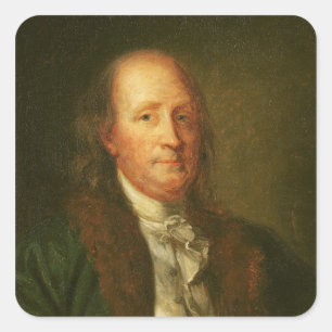 Portrait von Benjamin Franklin Quadratischer Aufkleber