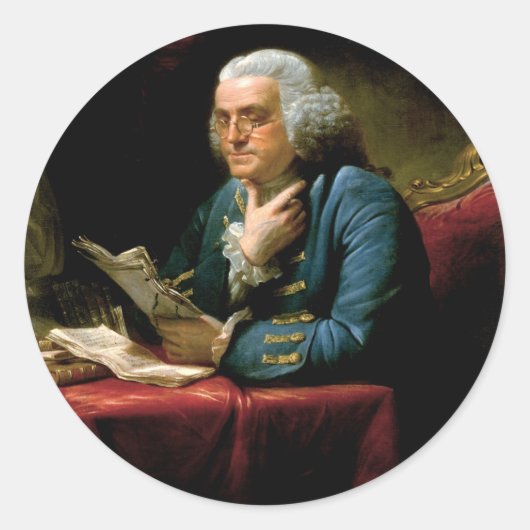 Portrait von Benjamin Franklin Runder Aufkleber (Vorderseite)