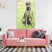 Portrait von Blue Great Dane Leinwanddruck (Insitu (Wohnzimmer))