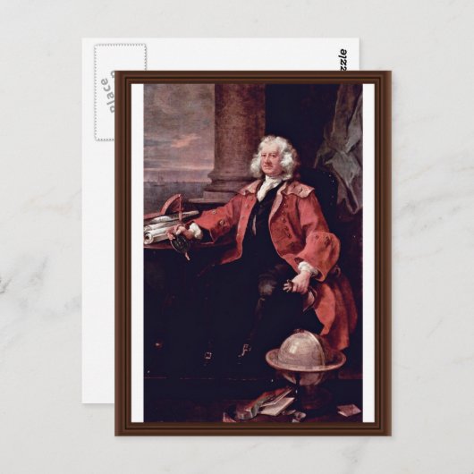 Portrait von Captain Thomas Coram von Hogarth Postkarte (Vorne/Hinten)