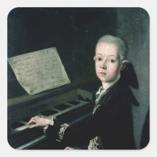 Portrait von Carl Graf Firmian am Klavier Quadratischer Aufkleber