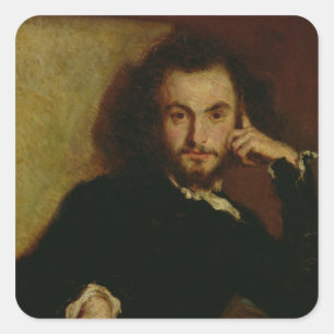 Portrait von Charles Baudelaire 1844 Quadratischer Aufkleber
