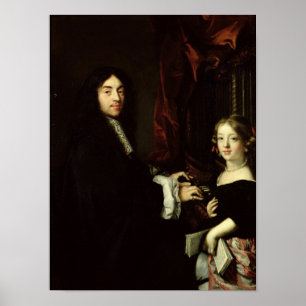 Portrait von Charles Couperin und der Tochter Poster