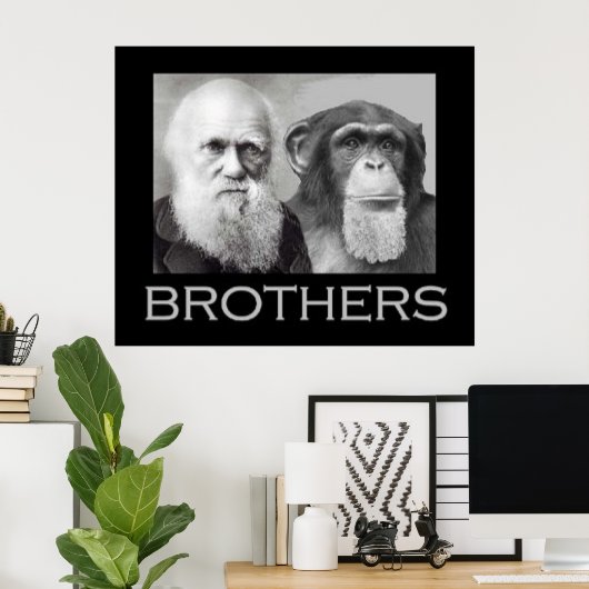 Portrait von Charles Darwin und Ape Poster (Heimbüro)