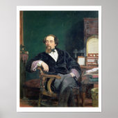 Portrait von Charles Dickens (Öl auf Leinwand) Poster (Vorne)