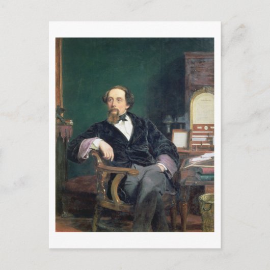 Portrait von Charles Dickens (Öl auf Leinwand) Postkarte (Vorderseite)