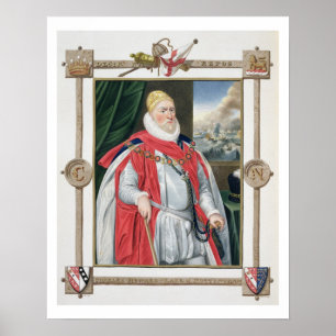 Portrait von Charles Howard (1536-1624) 2. Baron o Poster
