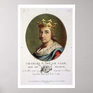 Portrait von Charles V, genannt "The Wise" King of Poster